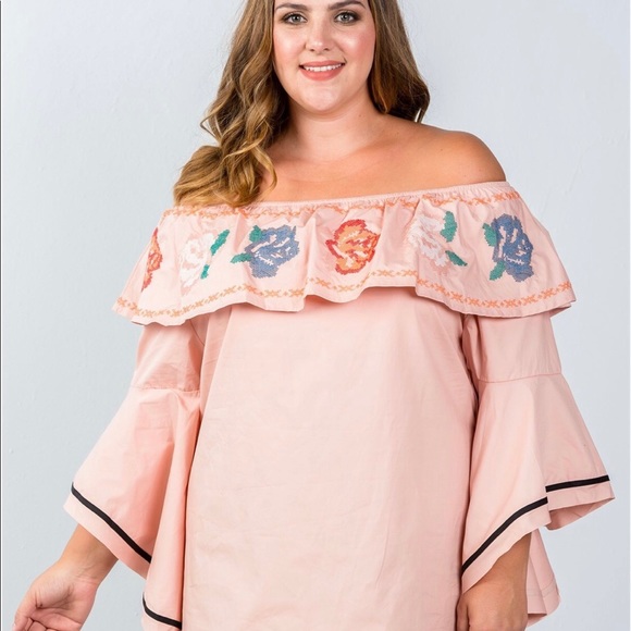Dresses & Skirts - Plus Size Flounce Off the Shoulder Dress Dresses & Skirts - Plus Size Flounce Off the Shoulder Dress